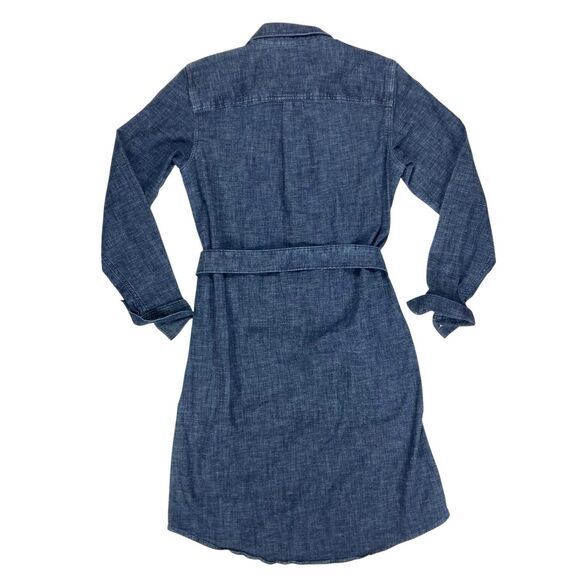 Lands End Denim Dress Womens XS Blue Belted Pockets Comfy Western‎ Core Stretchy - Picture 6 of 16